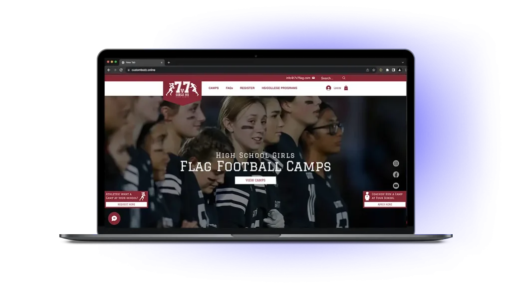Custom Wix website design & development for a high school Girls Flag Football Camps by DesignCuckoos