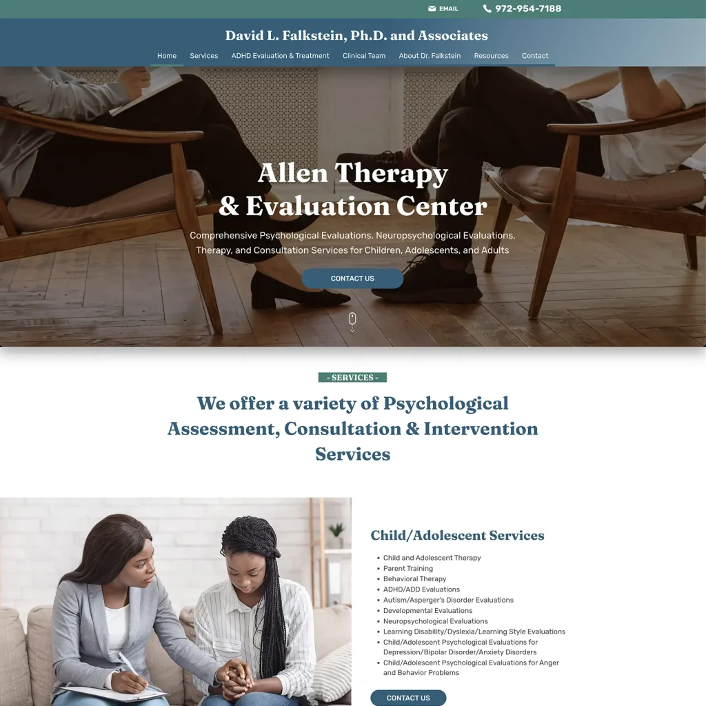 Fully functional Wix website design and development for a Therapy & Evaluation Center in Allen, TX by DesignCuckoos