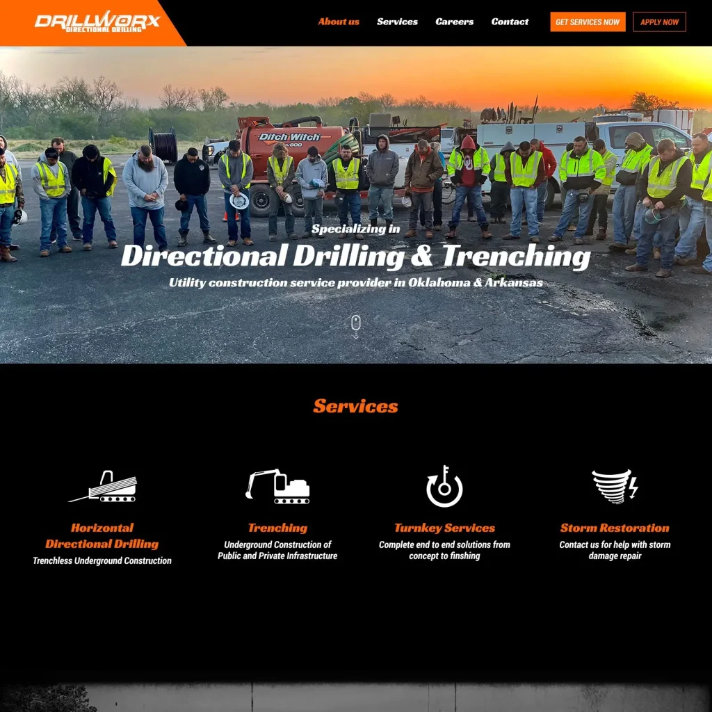 Fully functional Wix website design and development for a Utility construction service provider in Oklahoma & Arkansas by DesignCuckoos