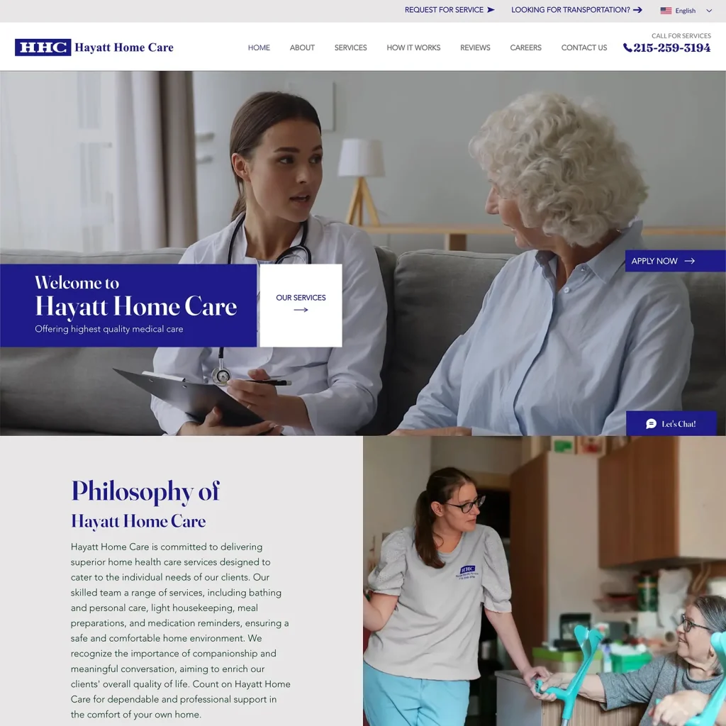 Fully functional Wix website design and development for a home care service provider by DesignCuckoos