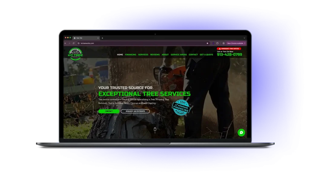 Custom Wix website design & development for a Tree service contractor in Gardner Kansas USA by DesignCuckoos