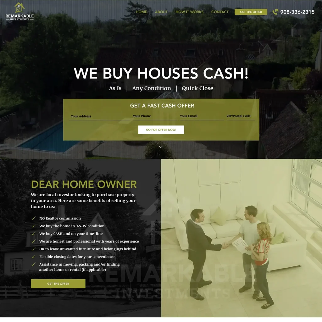 Fully functional Wix website design and development for a local property investor looking to purchase property by DesignCuckoos
