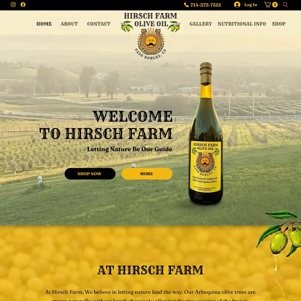 Fully functional Wix online e-commerce store design and development for a Olive Farm in Paso Robles, CA, USA by DesignCuckoos